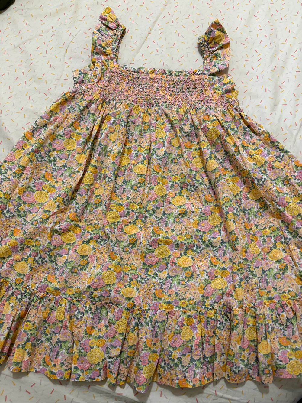 Minnow x Liberty Girls Floral Smocked Sundress - Pink & Yellow